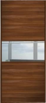 Wickes Sliding Wardrobe Door Fineline Walnut Panel and Mirror - 2220 x 762mm