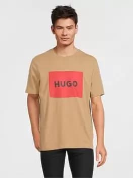 Hugo Dulive Large Logo Light Brown T-Shirt