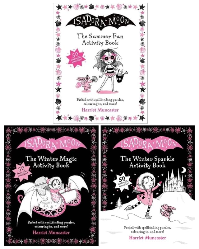 Isadora Moon The Winter Magic Activity Book The Winter Sparkle Activity Book The Summer Fun Activity Book 3 Book Set Harriet Muncaster Books