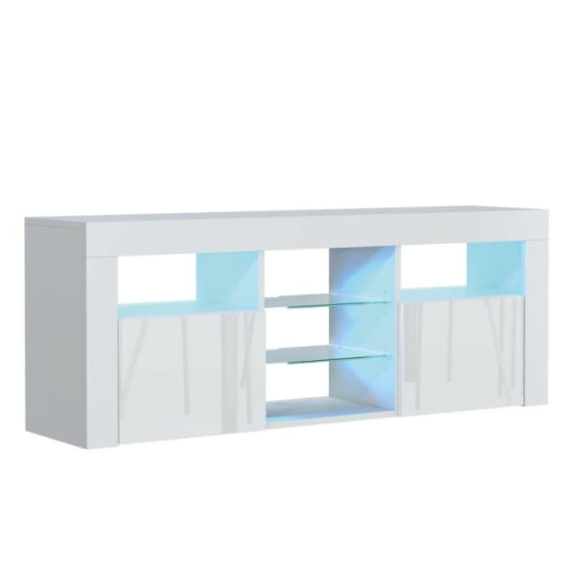 Mex Furniture LTD TV Unit 145cm Matt Body & Gloss Doors White
