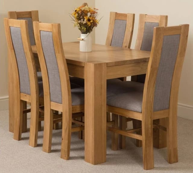 Thats Furniture Kuba 125 x 80cm Chunky Oak Small Dining Table & 6 Stanford Chairs in Brown Brown Unisex 125 x 80 cm