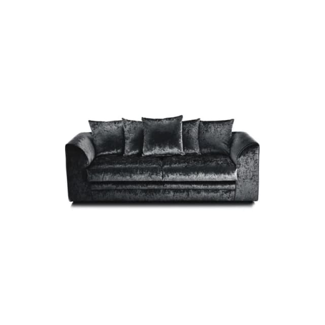 LUXURY LIFE Dylan Crushed Velvet Fabric 3 Seater Sofa Black