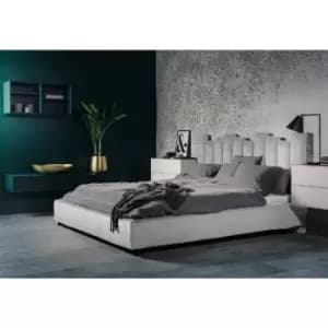 Glexton Upholstered Beds - Plush Velvet, King Size Frame, Silver - Silver