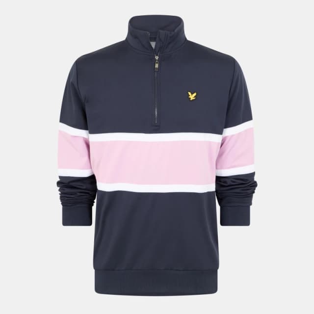 Lyle and Scott Mens Colour Block Quarter-Zip Performance Golf Jacket Dark Navy/Lav male S