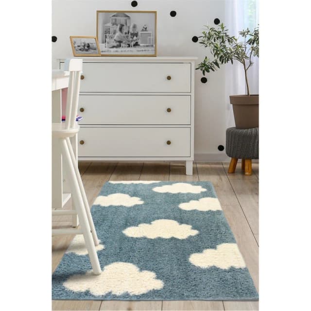 Snug Cloud Blue Rectangle Rug - 100x150cm Blue
