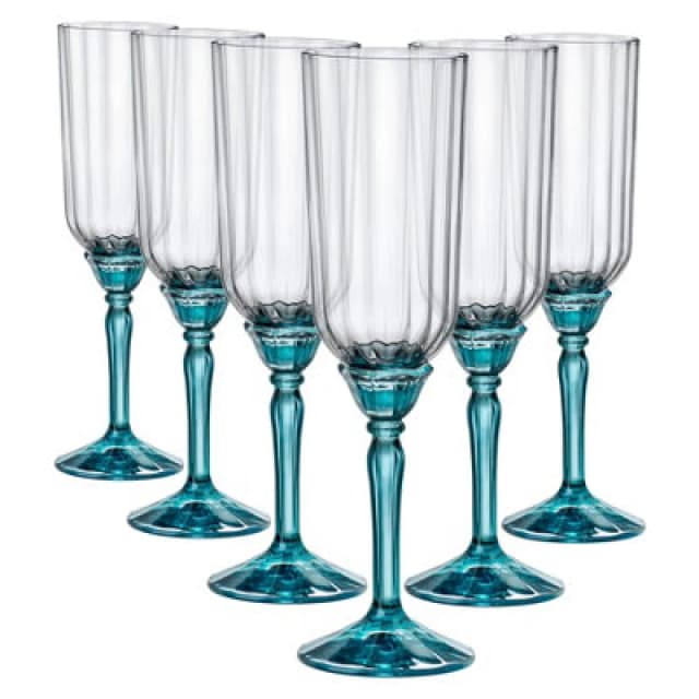 Bormioli Rocco Florian Champagne Flutes - 210ml - Blue - Pack of 6 Blue unisex