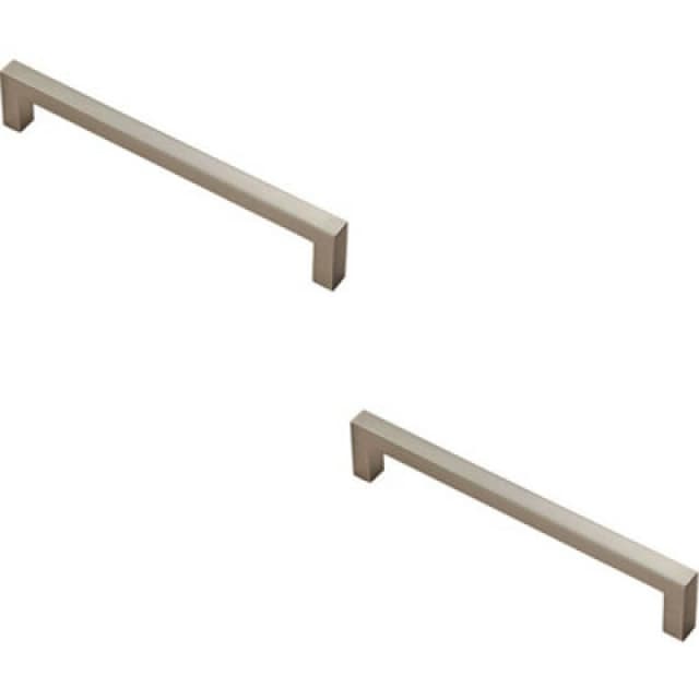 Loops 2x Square Block Pull Handle 170 x 10mm 160mm Fixing Centres Satin Nickel Metallics unisex