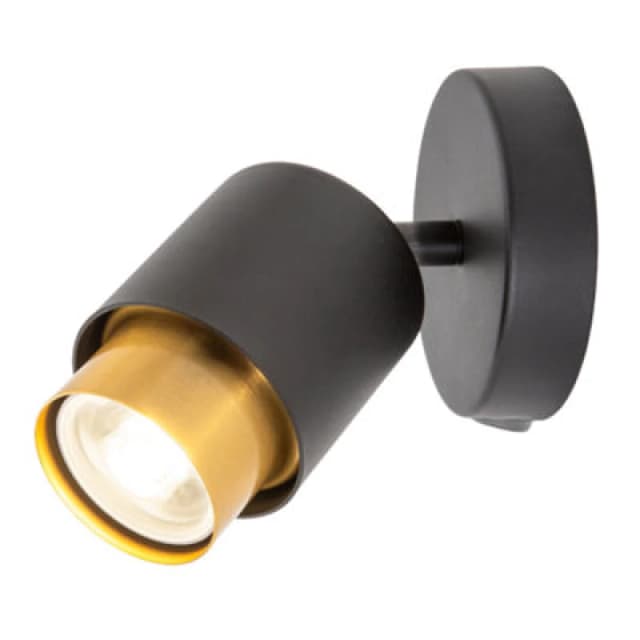 Happy Homewares Modern Matte Black Spot Wall Light Fitting With Inner Gold Metal