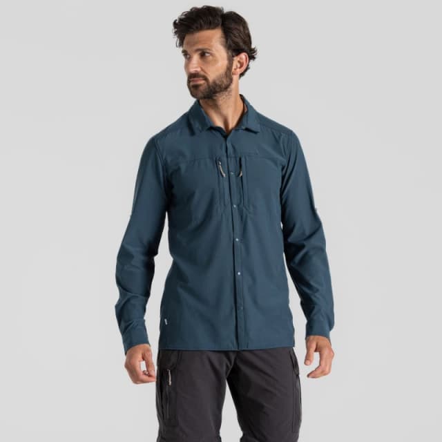 Craghoppers Craghoppers Men Nosilife Pro' Long Sleeve Shirt in Blue Size: large Blue L Male 5063260001236