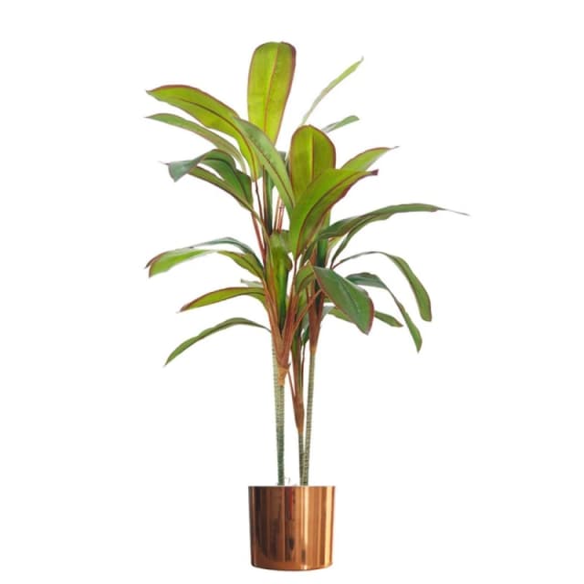 Leaf 100cm Artificial Potted Dracaena Tropical Plant with Copper Metal Plater Copper