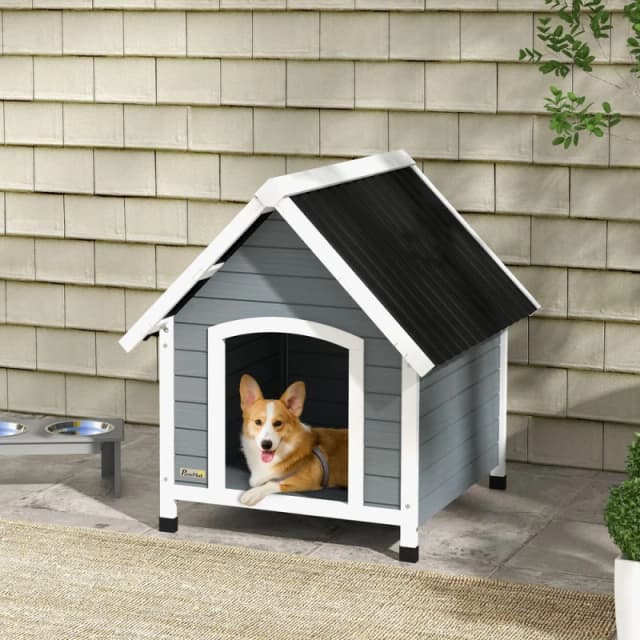 PawHut PawHut Dog Kennel Outdoor Dog House w/ Removable Floor, for Medium Dogs - Grey - 110 x 98 x 106.5cm