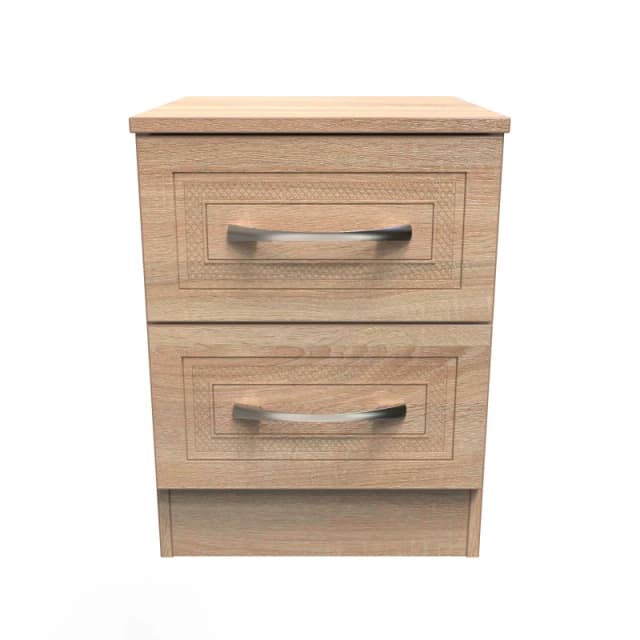 Stafford 2 Drawer Bedside Cabinet In Bardolino Oak (Ready Assembled)
