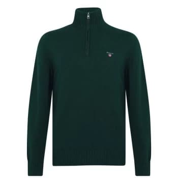 Gant Cotton Half Zip Jumper - Green