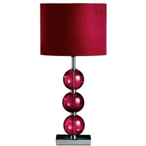 Premier Housewares Mistro Table Lamp with Red Orb Chrome Base & Red Faux Suede Shade