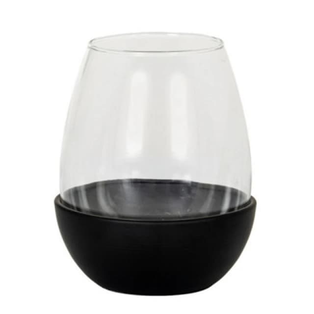 Hill Interiors Neris Medium Candle Holder With Glass Goblet - L11 X W11 X H14cm - Black