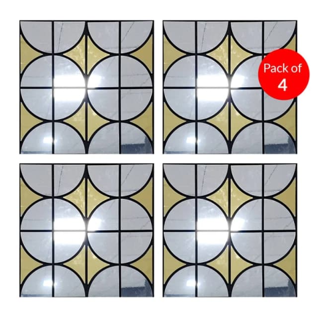 ENER-J Decorative Grid Glass Acoustic Wall Panels 610x610mm PET MDF (4) in Light Grey Light Grey Unisex