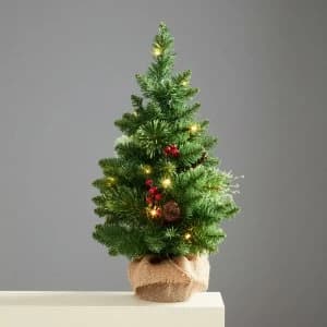 Robert Dyas Pre-Lit Richmond Tabletop Christmas Tree - 2ft