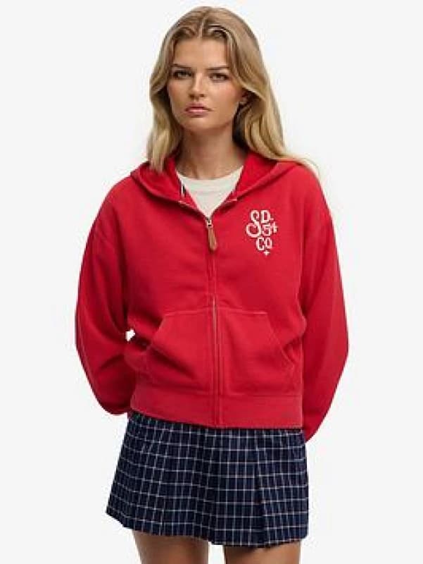 Superdry Womens hooded sweatshirt Superdry Heritage Hamptons Rouge Female S