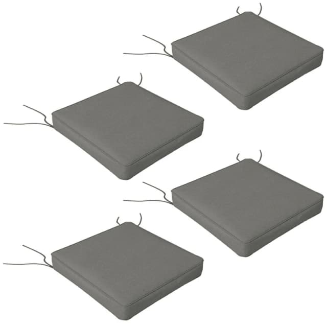 Outsunny Outsunny - Set of 4 Outdoor Seat Cushions Water Repellent Seat Pads with Ties Grey - Charcoal grey 5056725398521