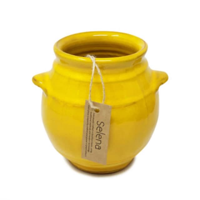 Verano Spanish Ceramics Selena Glazed Hand Dipped Kitchen Dining Utensil Jar Yellow (H) 16Cm X (D) 16.5Cm