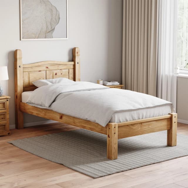 Lassic Corona Low Foot Single Wooden Bed & Mattress Set Pine unisex Single