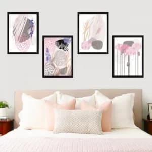 SET_045 Multicolor Decorative Framed Painting (4 Pieces)