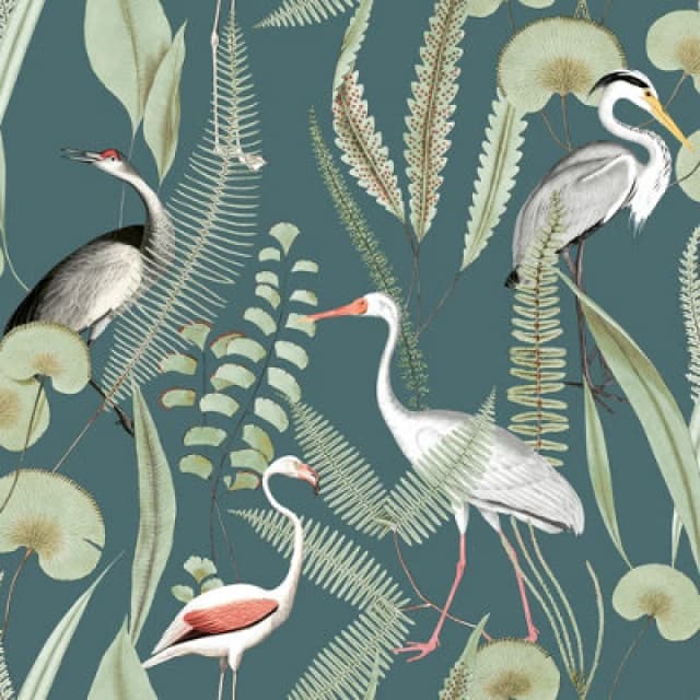 Muriva Kivu Shorebirds Wallpaper, Green