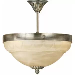 Loops - Flush Ceiling Light Colour Bronze Shade Champagne Glass Alabaster Bulb E14 3x60W