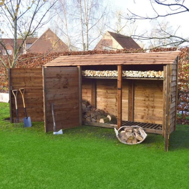 Rutland County Garden Furniture Ltd Empingham 6ft Log Store with Doors & Kindling Shelf, H181 cm, Brown Brown Unisex