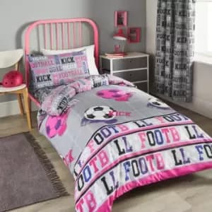Football Duvet Cover and Pillowcase Set Pink Pink
