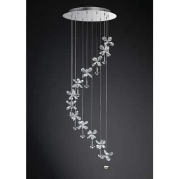 Suspension Aviva 12 Bulbs 4000K LED polished chrome / crystal