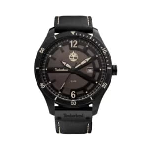 Timberland Black Leather Strap Watch with Black Dial