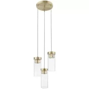 Spring Contemporary Cluster Pendant Ceiling 3 Light Antique Bronze, Crystal