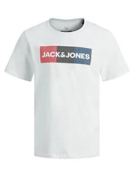 Jack & Jones Junior Boys Corp Logo Short Sleeve Tshirt - White, Size 10 Years
