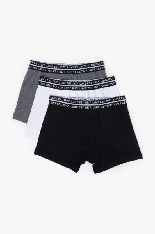 Luke 1977 Luke 1977 Men Captain 3 Pack Boxer Shorts in Black Size: Medium Black M Male 5063494130382
