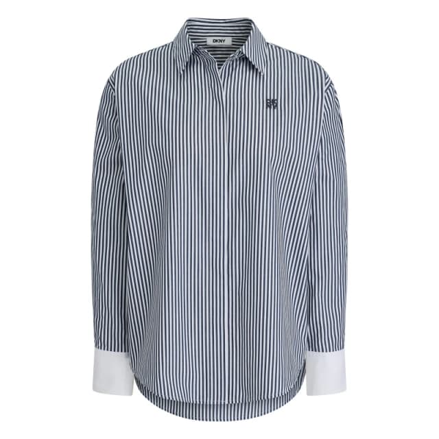 DKNY Pinstripe Shirt Ld62 Navy/White female 8 (XS)