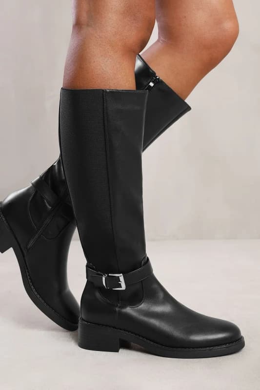 Where's That From 'Bode' Knee High Boots With Buckle Detail Black