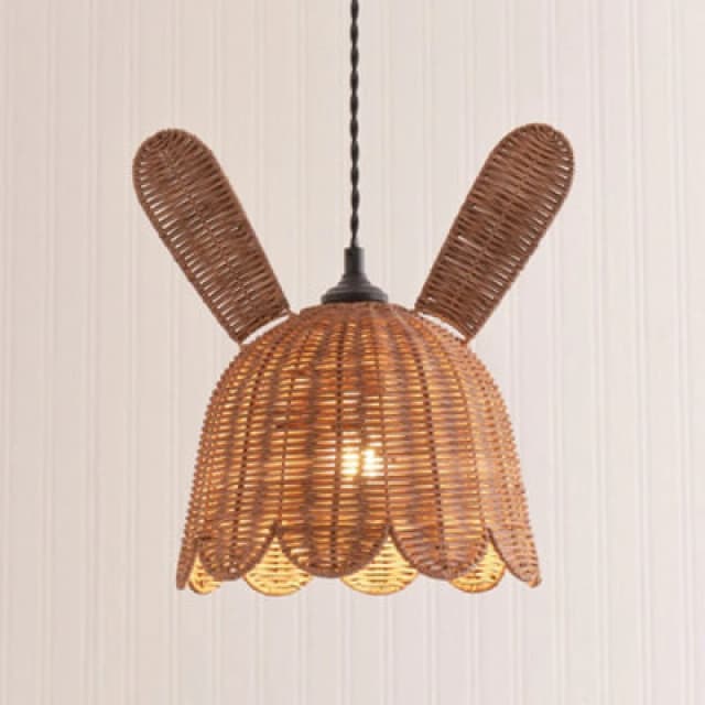 ValueLights ValueLights Bella Natural Rattan Bunny Rabbit Easy Fit Ceiling Pendant Lamp Shade in Brown Brown One Size Unisex 5016529272434