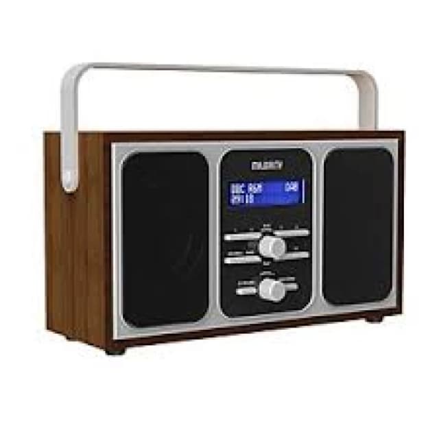 Majority Girton Portable DAB Retro Radio - Walnut, Brown 5056444109781