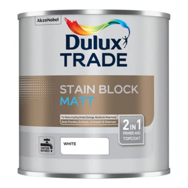 Dulux Trade Stain Block Matt - White - 1L
