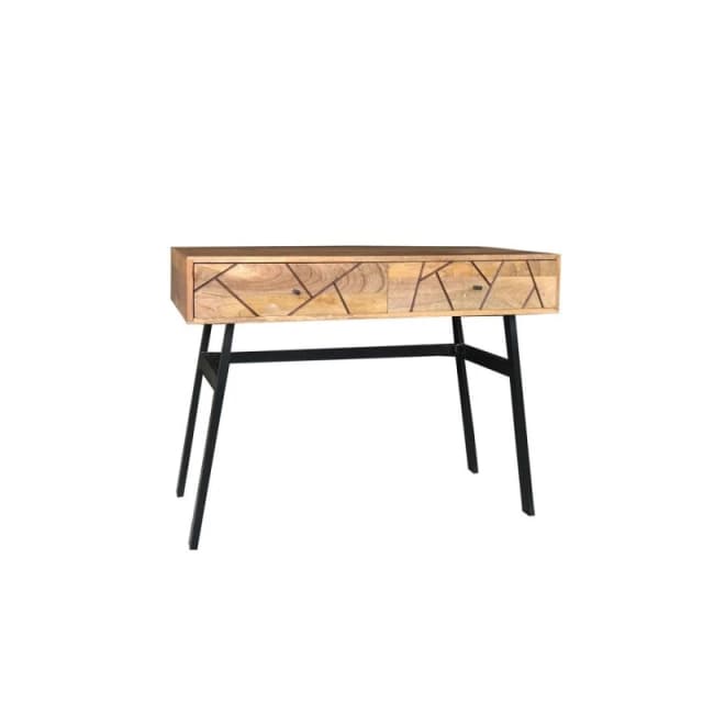 Jaipur Furniture Ltd Amar Console Table - Iron Base - Mango Wood/Iron - L50 x W100 x H75cm - Light Finish - Assembly Required in Brown Brown Unisex