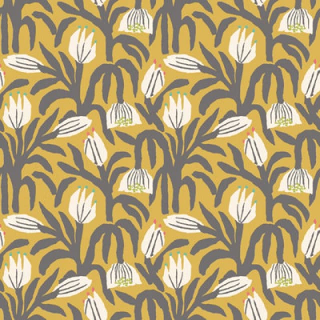 Hoopla Walls Chunky Flower Mustard Smooth Matt Wallpaper