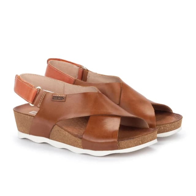 Pikolinos Mahon Leather Womens Hook and loop Sandals - Brandy - Size:UK 4-4.5