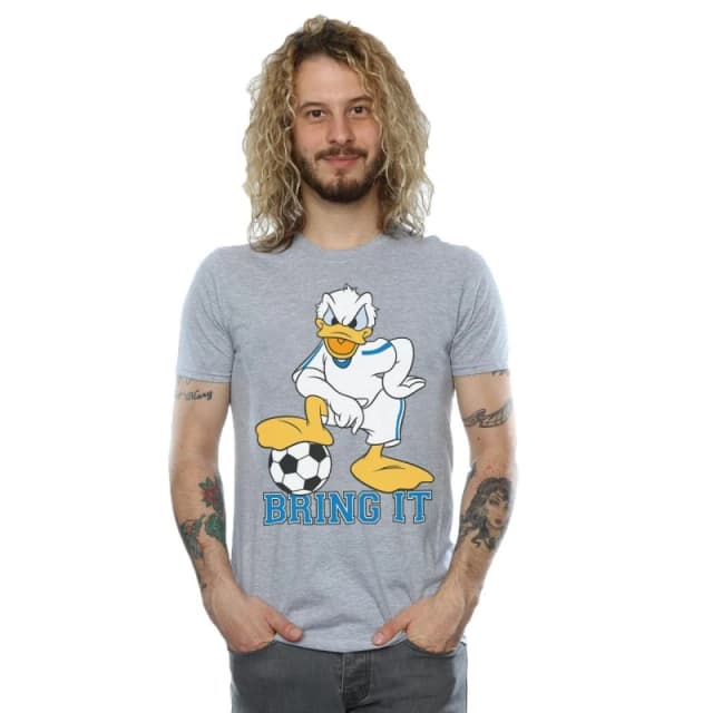 Disney Men Donald Duck Bring It T-Shirt in Grey Size: Small Grey S Male 5057068054310