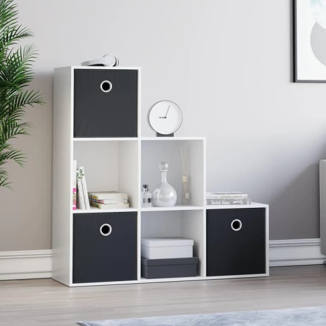 Lassic 6 Cube Storage Unit (W) + Set of 3 Storage Cubes Black unisex 6 Unit