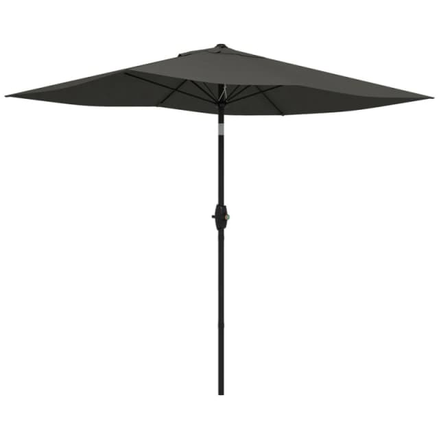 Outsunny 2 x 3(m) Garden Parasol Rectangular Market Umbrella with Crank Dark Grey 84D-158V01CG
