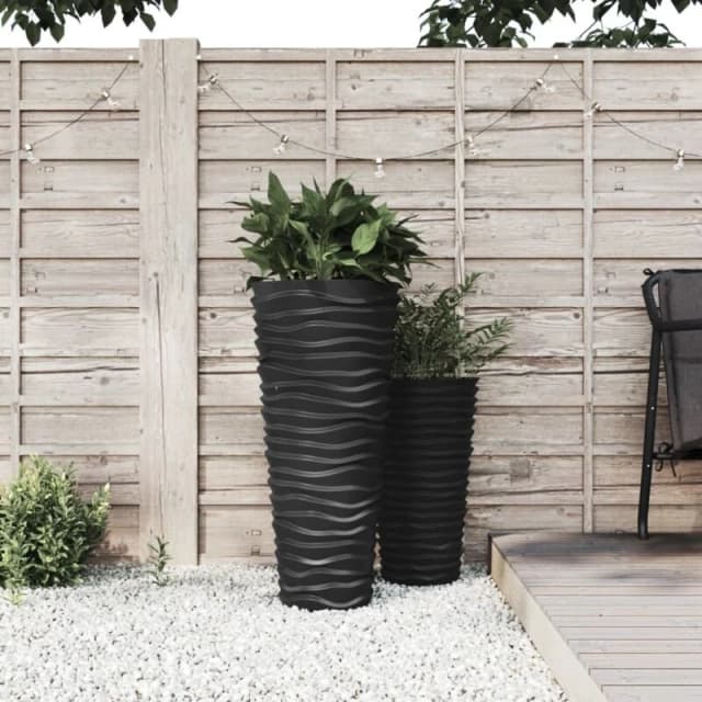 vidaXL Planter w/ Removable Inner Anthracite 18/45 L PP Grooved Look, Grey 364690