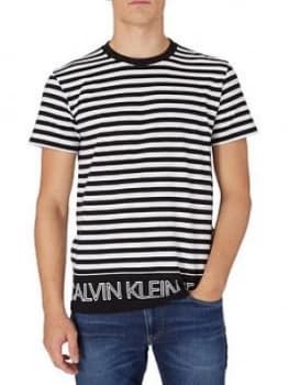 Calvin Klein Jeans Outline Logo Striped T-Shirt, Black Size M Men