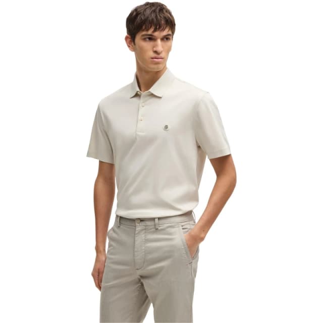 Boss Mens C Parris Polo Signature Monogram Shirt Open White 131 male Small