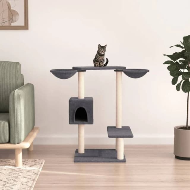 vidaXL Cat Tree w/ Scratching Posts Dark Grey 82cm, Grey 171761